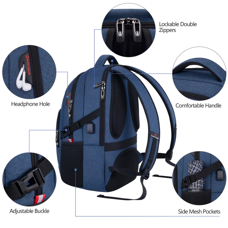 Laptop Backpack USB Charging Port Water Resistant Business Work Bag Men7