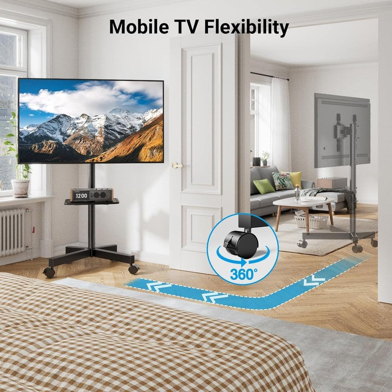 Mobile TV Stand with Wheels for 23–60" Flat/Curved TVs, Max VESA 400x4005