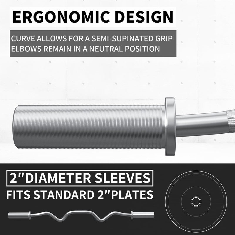 48" EZ Curl Barbell   Chrome Weightlifting Bar, 440lb Capacity, Silver Finish7