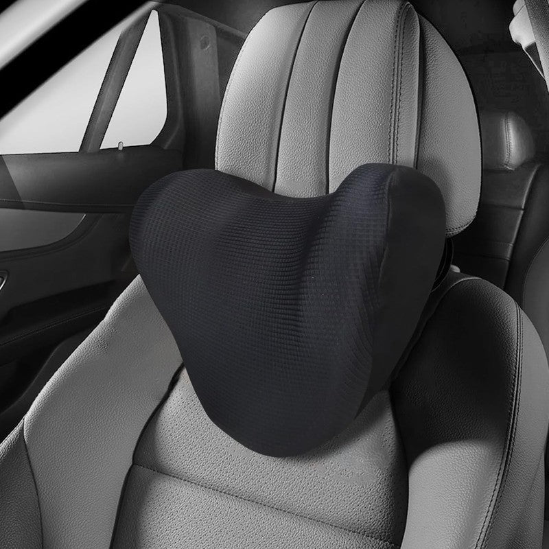 Memory Foam Car Neck Pillow with Adjustable Strap & Breathable Cover – Black6