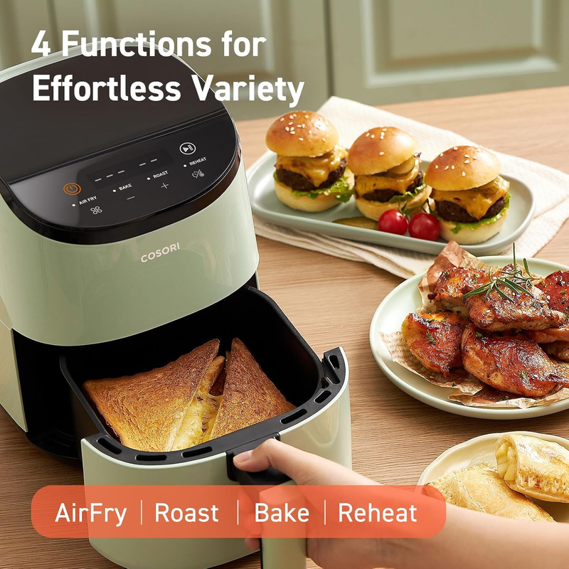 2.1 Qt Mini Air Fryer 4 in 1 Bake Roast Reheat Nonstick Quiet Green3