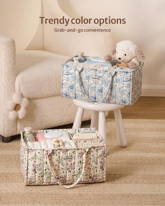 Floral Diaper Caddy Organizer Nursery Storage Basket Pastoral Daisy7