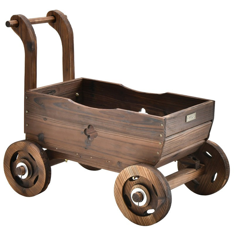 Decorative Wagon Cart Plant Flower Pot Stand Wooden Raised Garden Planter Box10