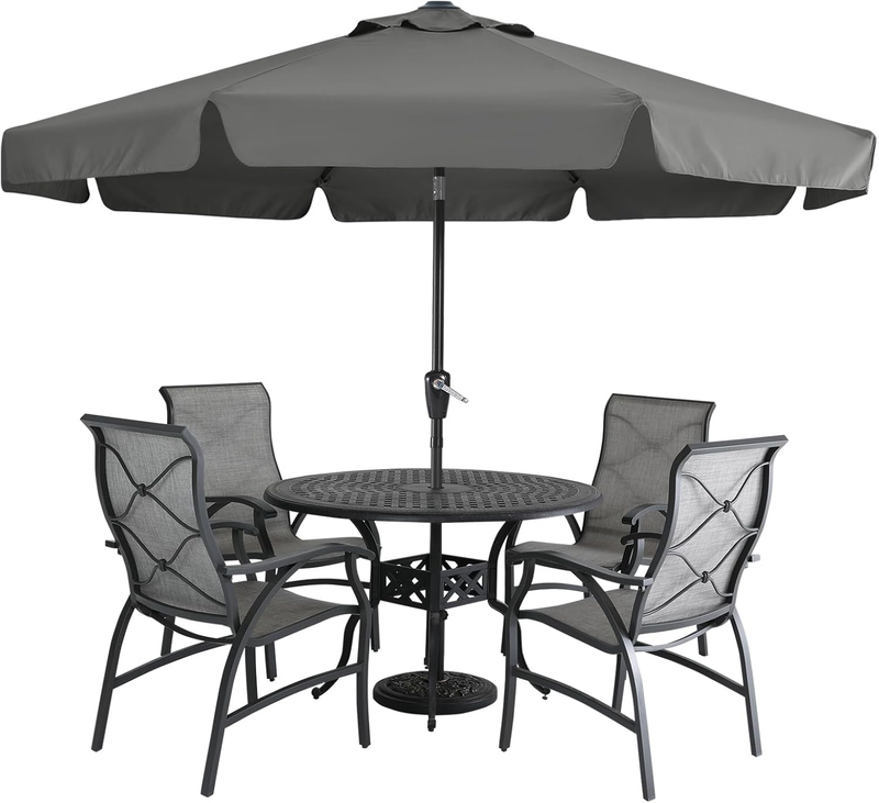 Outdoor 9FT Market Umbrella Crank Tilt Waterproof UV Protection Gray0