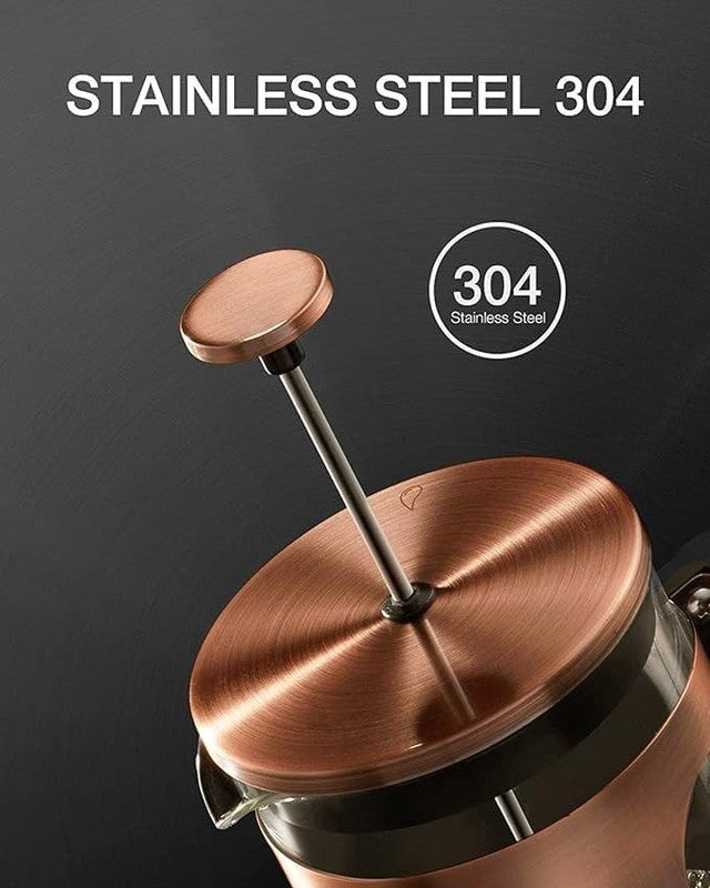 French Press Coffee Maker 1L 34Oz Borosilicate Glass Stainless Steel Copper6