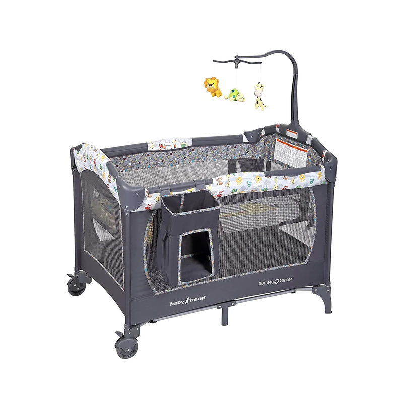 Nursery Center Playard with Toy Mobile, Tanzania Grey7
