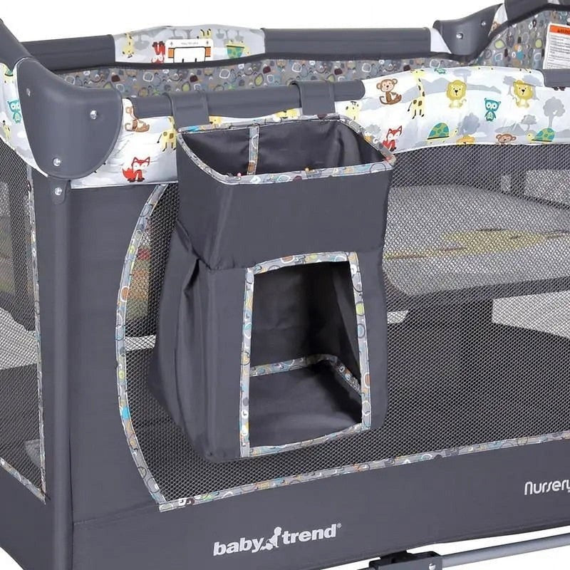 Nursery Center Playard with Toy Mobile, Tanzania Grey4