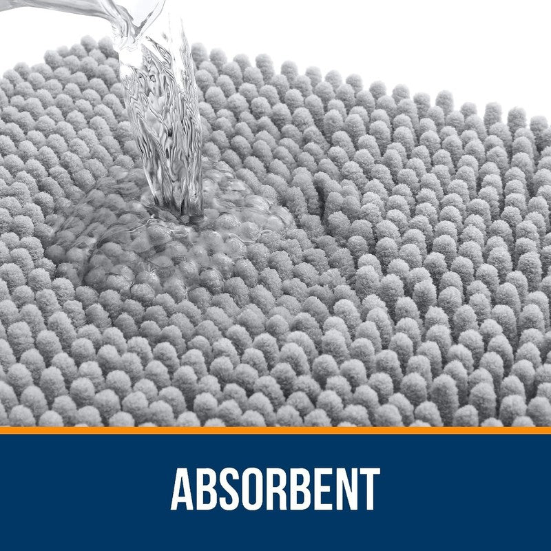 Extra Soft Chenille Bathroom Rugs 30x20, Quick Dry, Machine Washable, Light Grey3