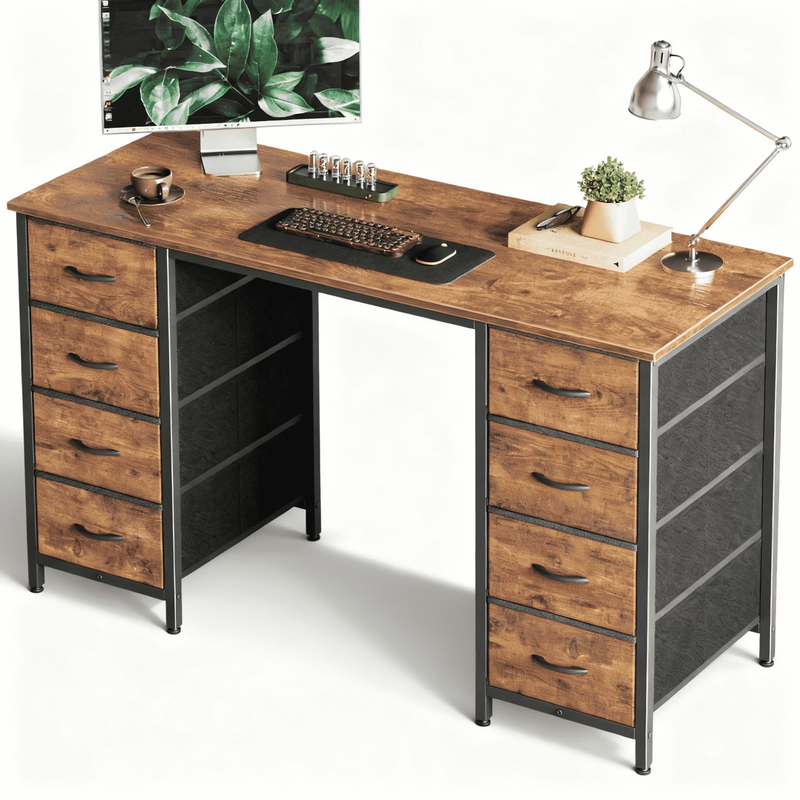47 Inch Computer Desk with 8 Fabric Drawers, Home Office Desk Workstation for St7