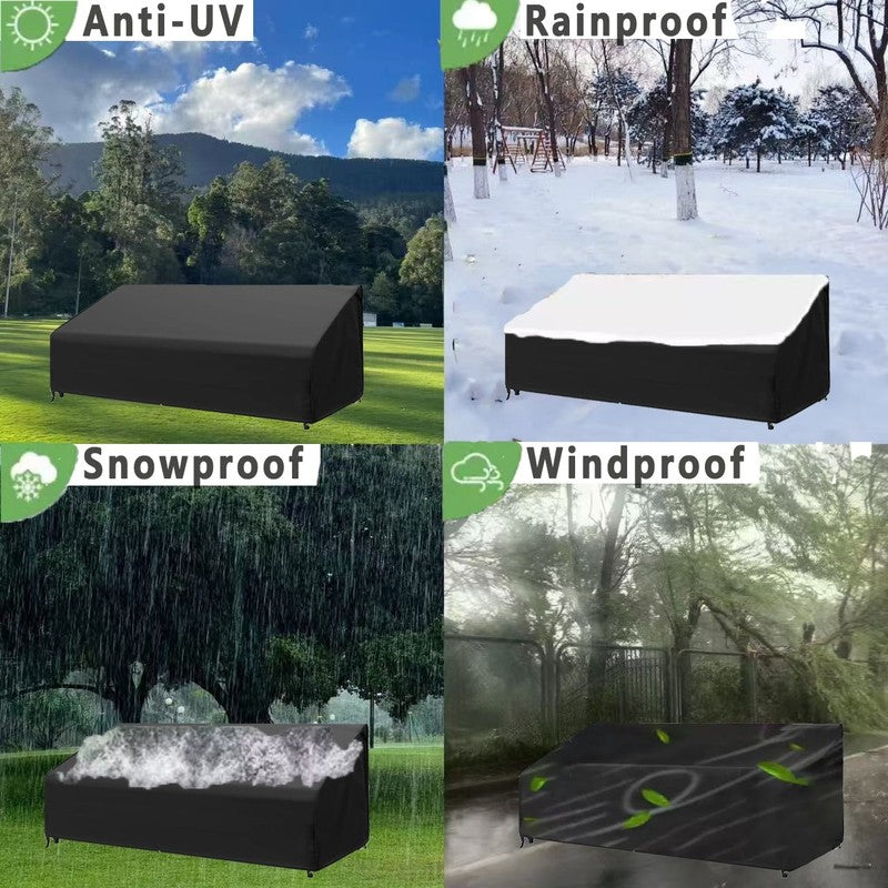 3 Seater Outdoor Sofa Cover Waterproof 80"x38"x35" Black Patio Furniture4