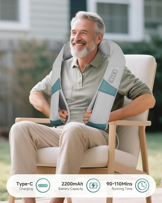 Cordless Shiatsu Neck Massager w/ Heat 4D Kneading Deep Tissue w/ Bag2