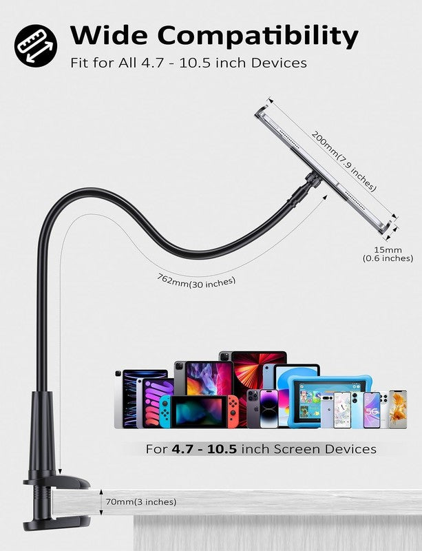 Adjustable Gooseneck Tablet Holder Stand for Bed & Table   Fits 4.7 10.5" Device4