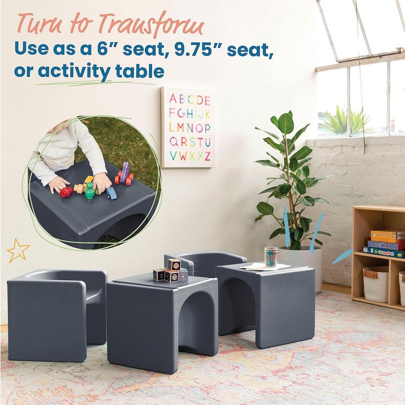 Tri Me 3 In 1 Cube Chair, Kids Furniture, Dark Grey7
