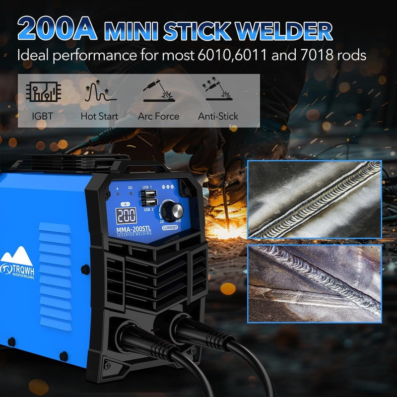 200A Mini Welding Machine 110V Stick Welder ARC Welder Machine IGBT Inverter MMA3