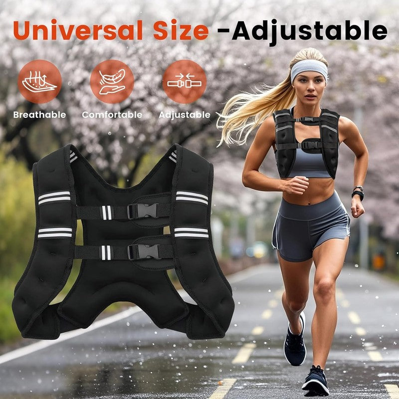 Weighted Vest 12Lb Adjustable Reflective Stripe Strength Training Workout3