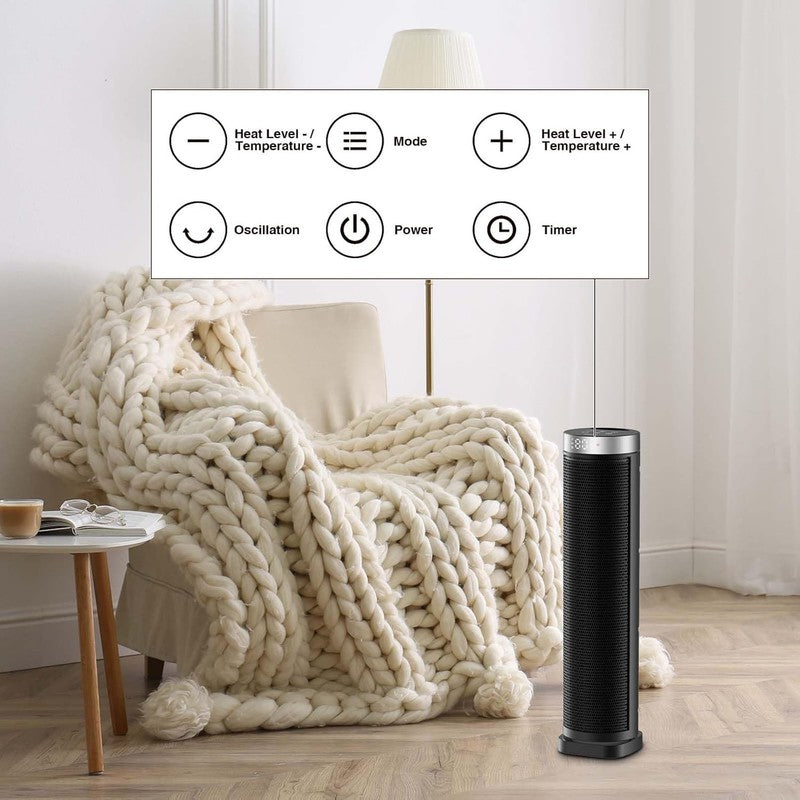 1500W Tower Space Heater Indoor w/ Remote 70° Oscillation Thermostat3