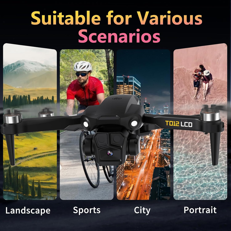 Drone w/ Camera FPV LCD Screen Foldable Brushless Motor UHD Quadcopter3