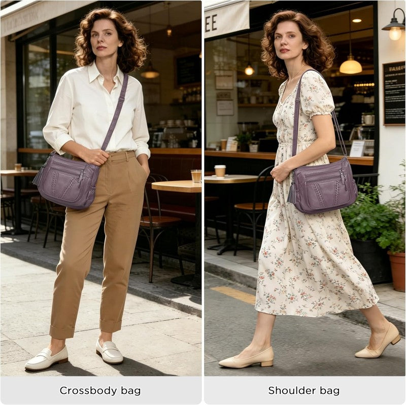Women Crossbody Bag Tassel PU Leather Shoulder Handbag Purse Pocketbook1