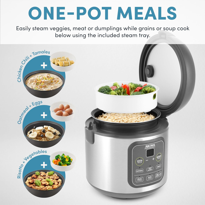 ARC 994SG 4 Cup Digital Rice Cooker 2Qt Multi Cooker Steamer Stainless1