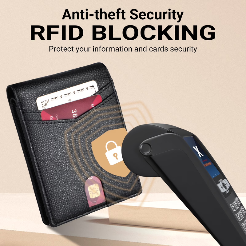 Wallet for Men, Slim Leather Rfid Blocking Mens Wallet with 2 ID Windows, Bifold3
