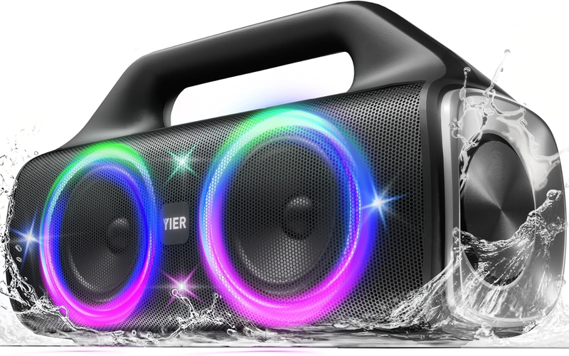 80W Bluetooth Speaker, IP67 Waterproof, Deep Bass, Lights, Stereo, Portable8