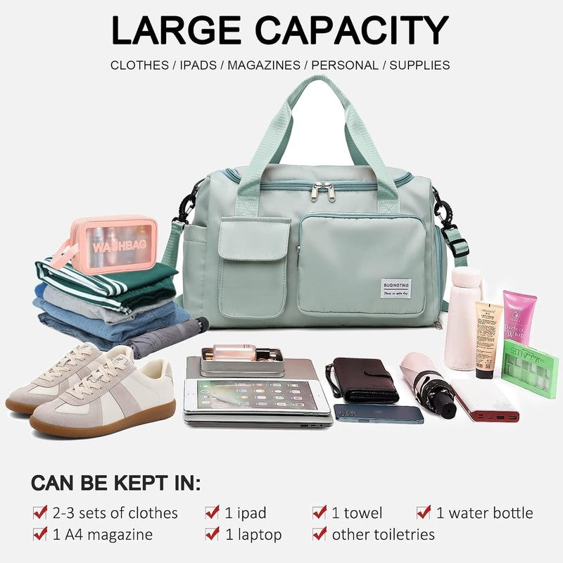 Women Gym Duffle Bag Travel Weekender Carry On w/ Shoe Compartment5