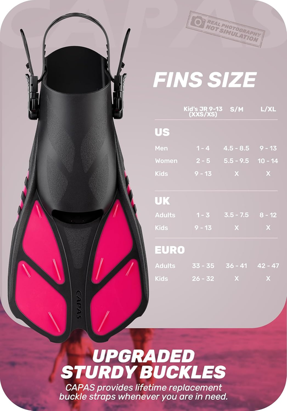 Travel Size Snorkel Fins Adjustable Open Heel Swim Fins for Diving Snorkeling1