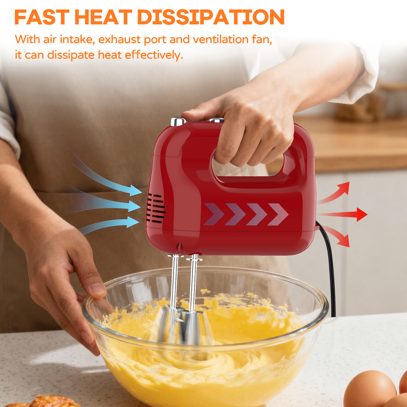 Electric Hand Mixer,5-Speed with Stainless Steel Beaters & Dough Hooks5