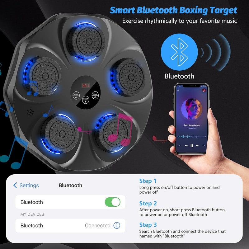 Music Boxing Machine Wall Mount Punch Trainer w Gloves 9 Modes 9 Speeds4