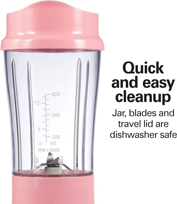Portable Blender 14Oz BPA Free Cup & Lid, Stainless Steel Blades, Coral 511713