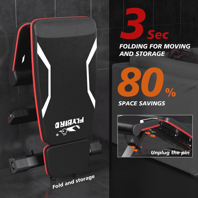 Adjustable Workout Bench with Headrest, 750LBS Capacity, Fits Users up to 6'5''6