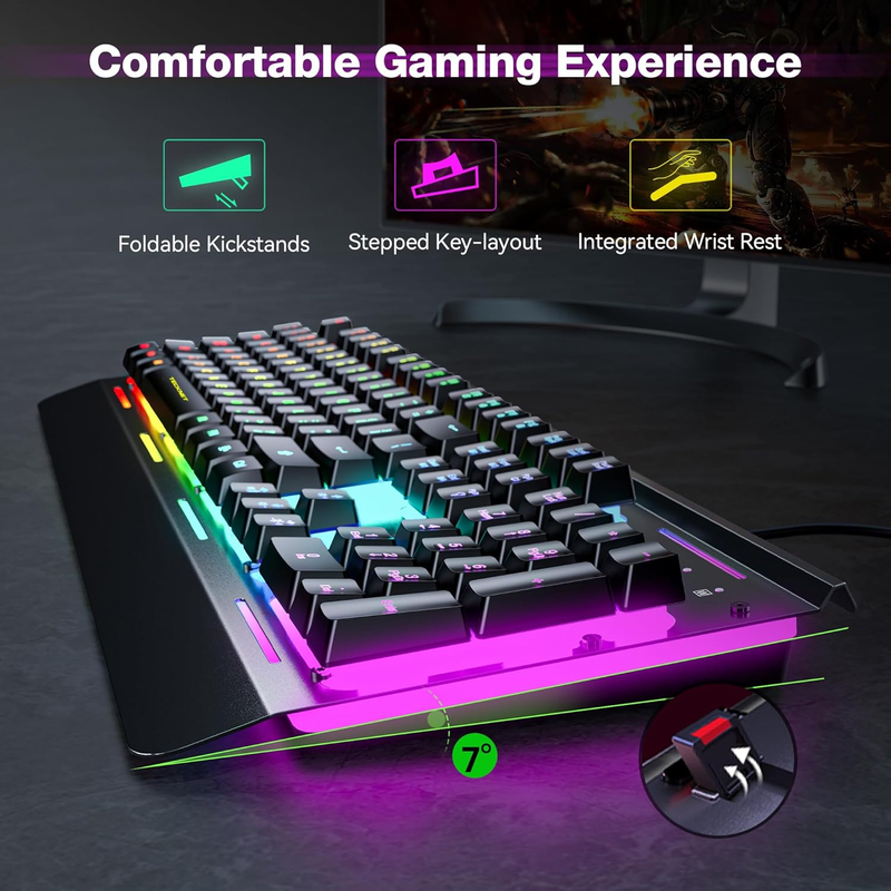 RGB Gaming Keyboard USB Wired 15-Zone LED Anti-Ghosting Metal Panel1