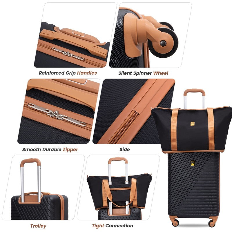 3 Piece Carry On Hardside Luggage Set Spinner Wheels Travel Bag Toiletry Black3