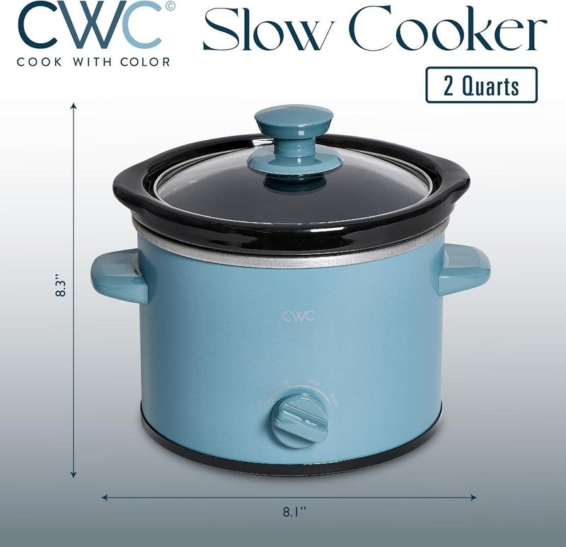 2Qt Mini Crock Pot Slow Cooker Removable Stoneware Slate Blue1