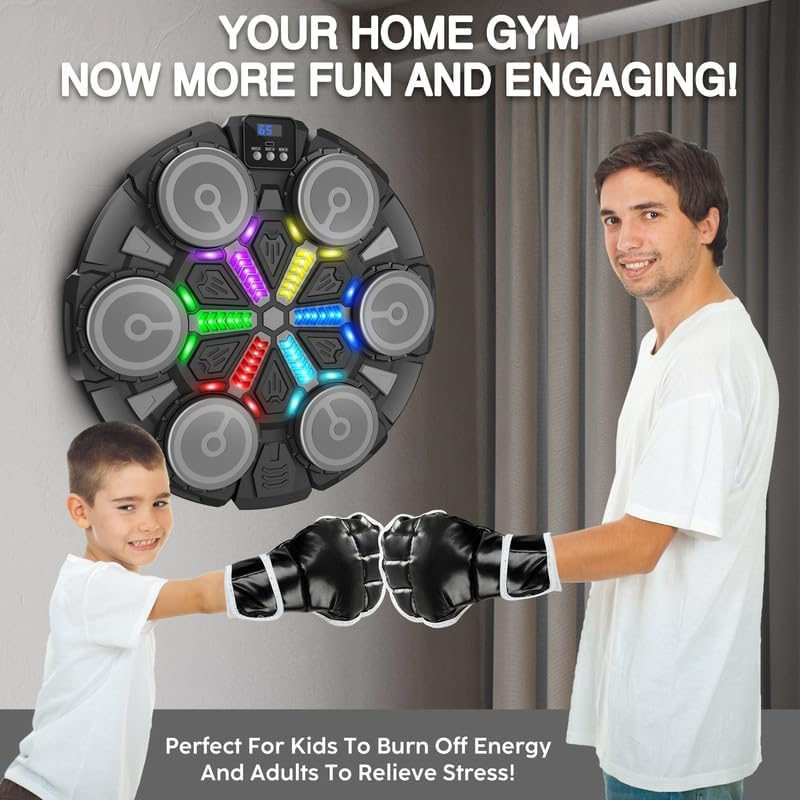 Wall Mounted Music Boxing Machine Bluetooth Punching Pad Kids Adults4