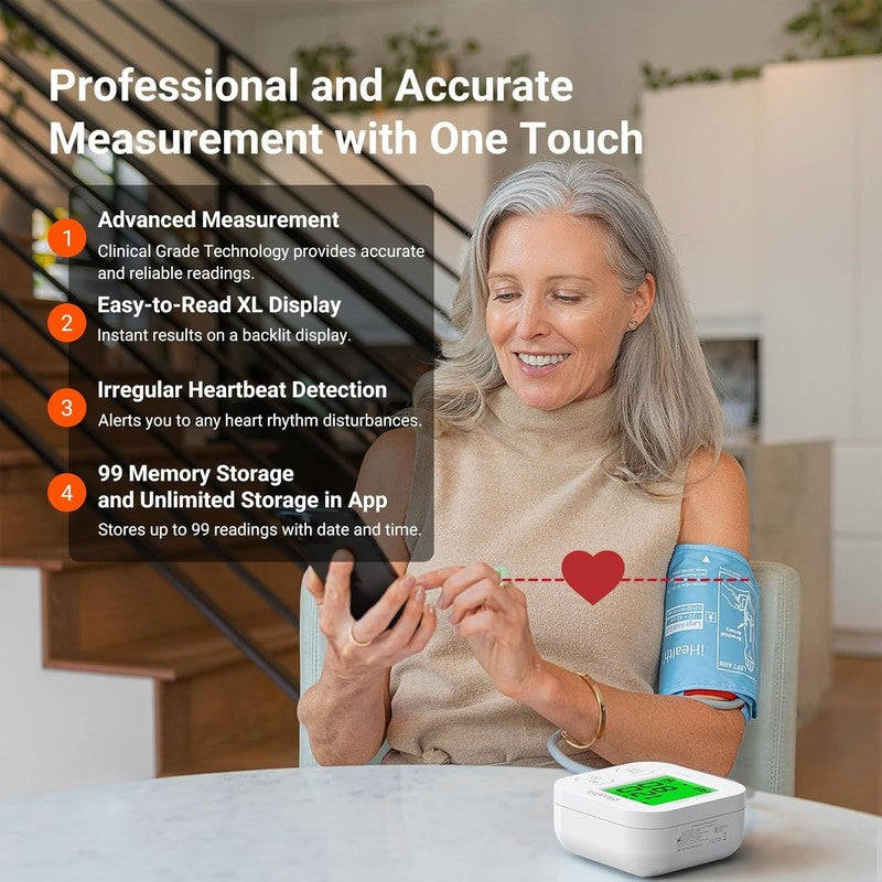 Track Smart Upper Arm Blood Pressure Monitor with Wide Range Cuff That Fits Stan1