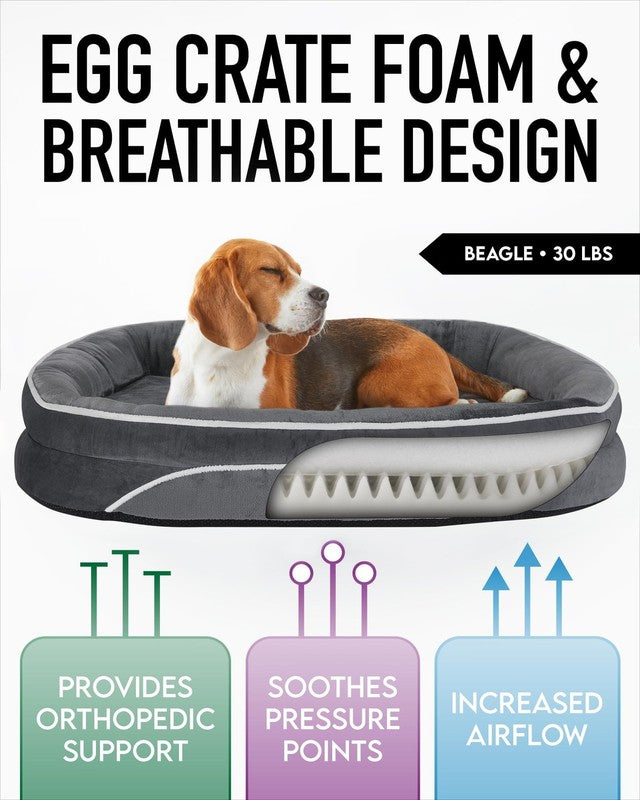 Luxury Orthopedic Dog Bed for Large & Medium Dogs - 35" Gray Plush Comfort2