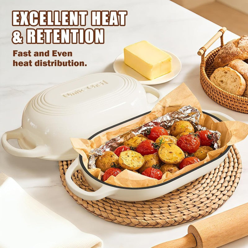 5QT Cast Iron Dutch Oven Bread Kit w/ Banneton Lame Cream White6