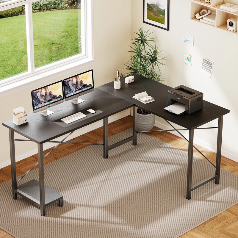 49 Inch L Shaped Desk   Computer Desk Corner Desks Gaming Desk PC Table with CPU0
