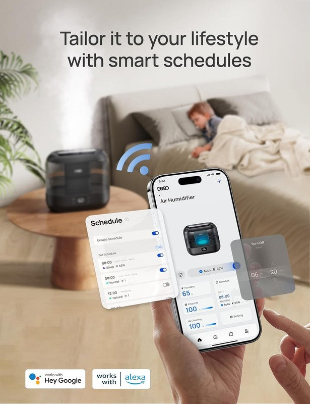 Smart Humidifier 4L Top Fill Cool Mist 36H App Voice Control Black1