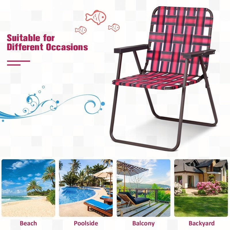6 Pack Folding Beach Chairs - Portable Camping Lawn Webbing Chairs8