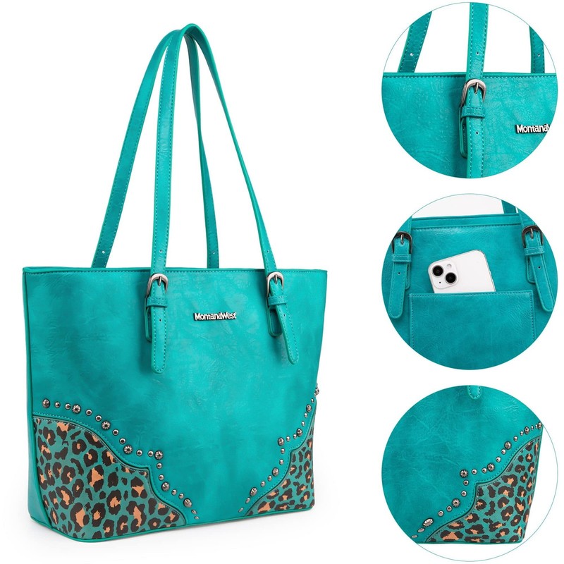 Purses for Women Tote Bag 3Pcs Set Leopard Print Satchel Handbags5