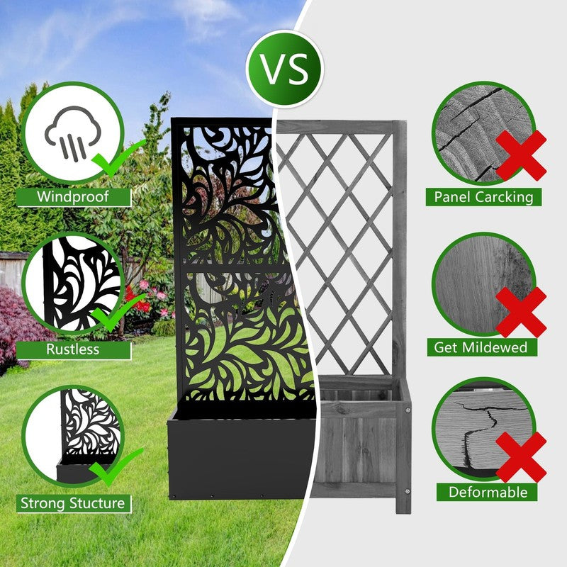 71" H Metal Planter with Trellis, Outdoor Raised Garden Bed for Climbing Plants,6
