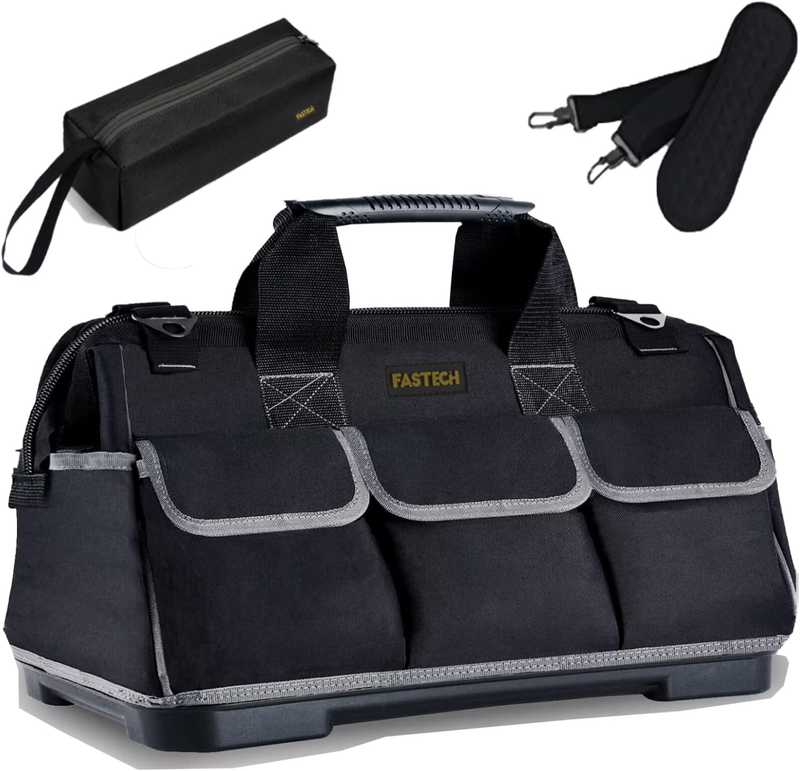 20" Wide Mouth Tool Bag Waterproof Molded Base Organizer with Adjustable Strap7