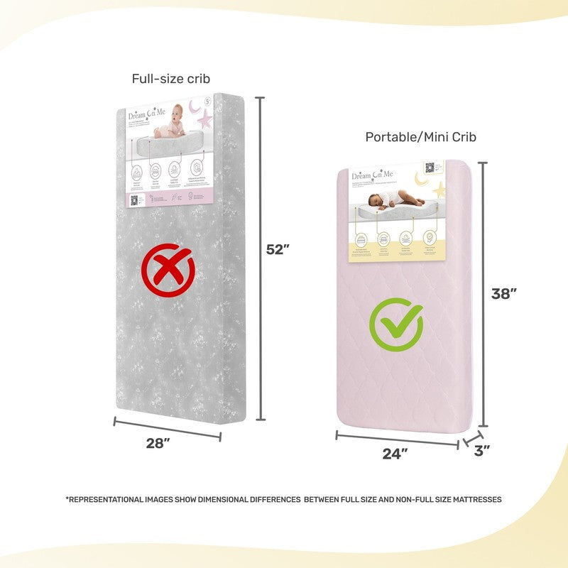 Rest EZ 2 in 1 Mini Crib Mattress, Pink7