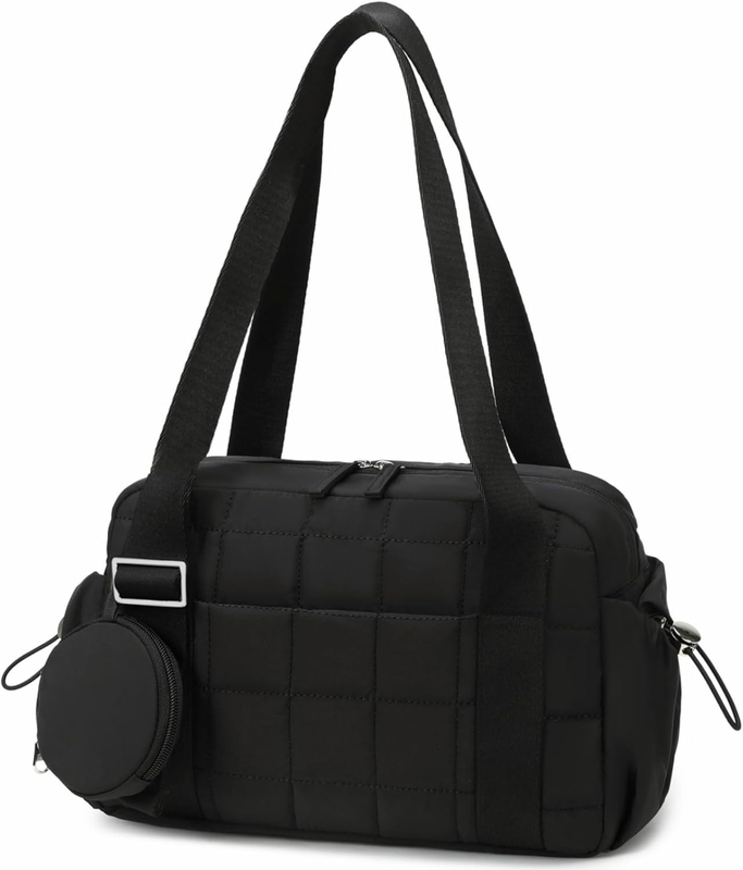 Mini Gym Bag Women Quilted Duffel Wet Compartment Coin Purse Yoga Dance Black9
