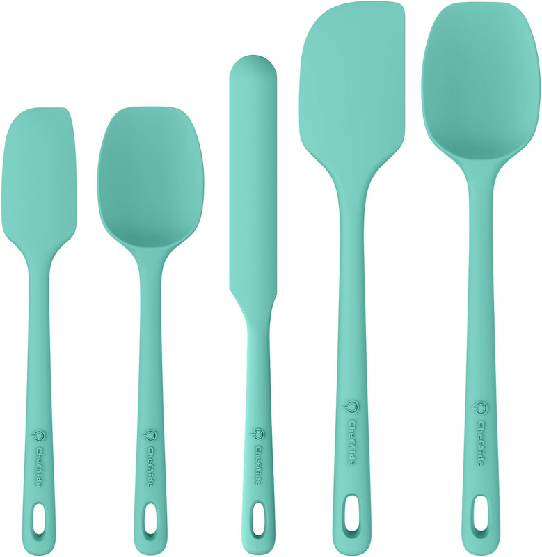 5 Piece Silicone Spatula Set Heat Resistant 600°F Nonstick Cookware0