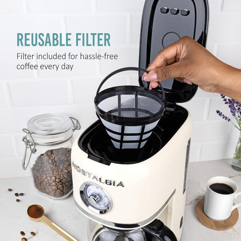 Retro 10 Cup Coffee Maker One-Touch Drip Brew Cream 50oz Carafe4