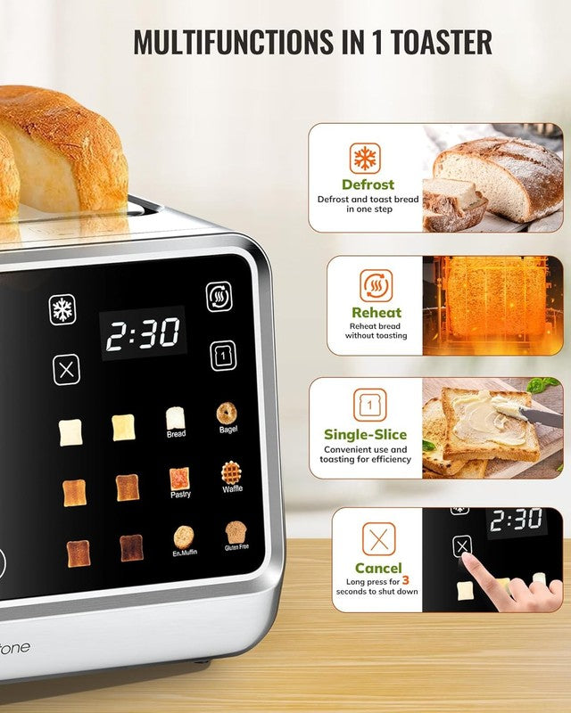 4-Slice Smart Toaster Touchscreen Memory Function Wide Slot Reheat Defrost1