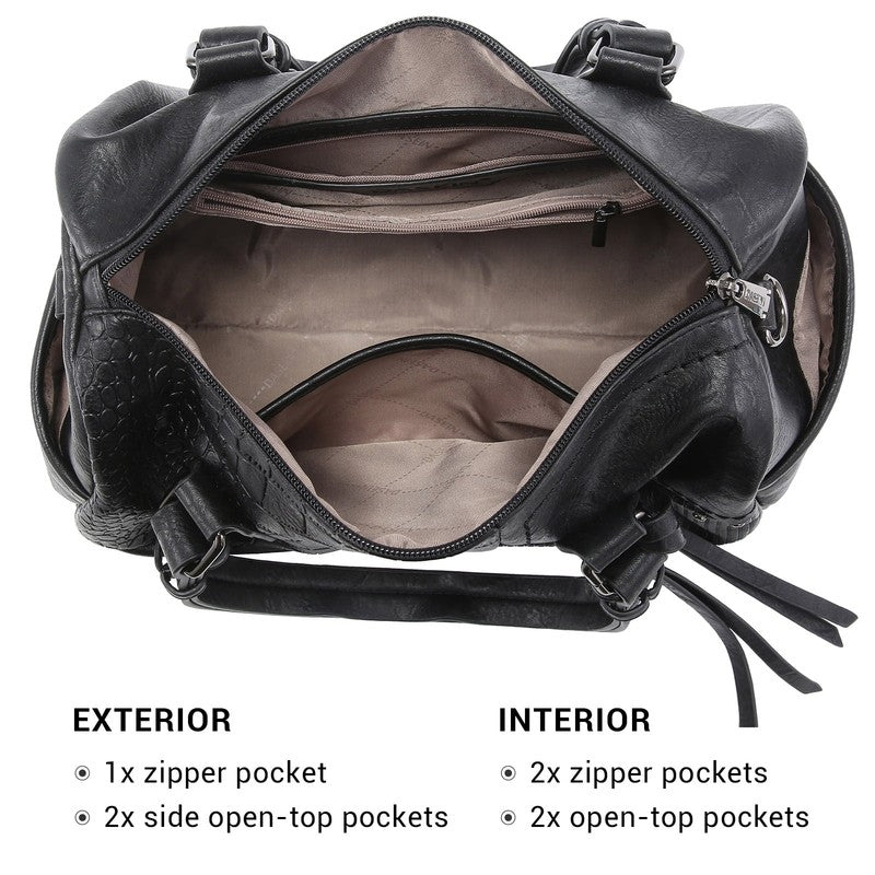 Women Soft Vegan Leather Barrel Bags Large Top Handle Totes Satchel Handbags Sho4